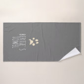 Minimalistische Pawprint Typografie Personalisiert Badehandtuch (Badehandtuch)