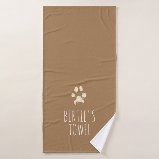 Minimalistische Pawprint Typografie Personalisiert Badehandtuch (Badehandtuch)