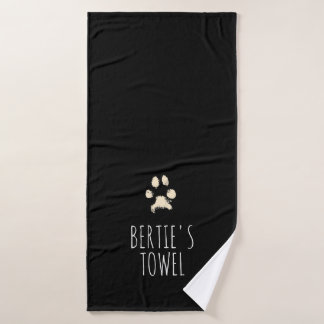 Minimalistische Pawprint Typografie Personalisiert Badehandtuch