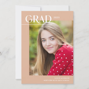 Minimalistische Peach Foto Graduation Party 2025 Einladung