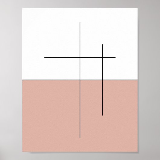 Minimalistische Peach Horizon Line Art Poster (Vorne)