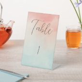 Minimalistische Peach & Turquoise Hochzeit Tischnu Sockelschild (In SItu)