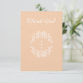 Minimalistische Peach Wedding Dankeschön Karte (Stehend Vorderseite)