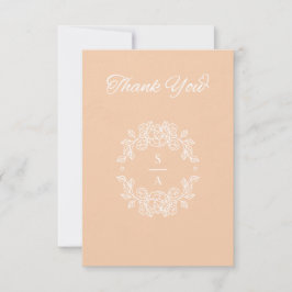 Minimalistische Peach Wedding Dankeschön Karte