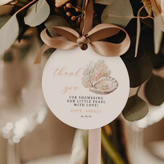 Minimalistische Pearl Baby Shower Tag Geschenkanhänger