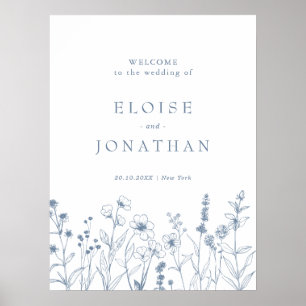 Minimalistische Periwinkle-Wildblumen-Hochzeitsbeg Poster
