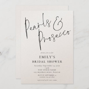 Minimalistische Perlen und Prosecco-Brautparty Einladung