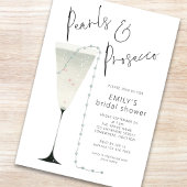 Minimalistische Perlen und Prosecco-Brautparty Einladung