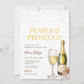 Minimalistische Perlen und Prosecco-Brautparty Einladung (Vorderseite)