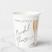 Minimalistische Perlen und Prosecco-Brautparty Pappbecher (Rückseite)