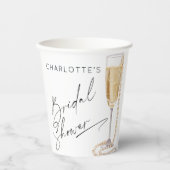 Minimalistische Perlen und Prosecco-Brautparty Pappbecher (Vorderseite)