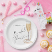Minimalistische Perlen und Prosecco-Brautparty Pappteller (Party)