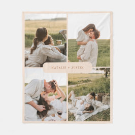 Minimalistische Personalisierte 4-Fotos-Collage Fleecedecke