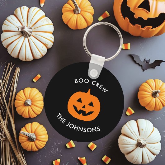 Minimalistische Personalisierte Boo-Crew Halloween Schlüsselanhänger