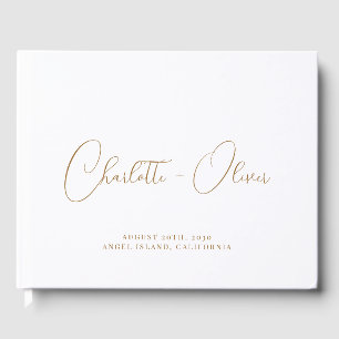 Minimalistische Personalisierte Goldtypografie Gästebuch