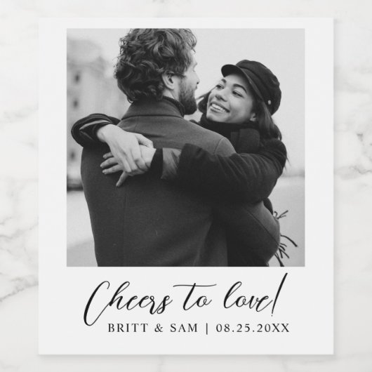 Minimalistische Personalisierte Hochzeit Foto Gefa Weinetikett (Einzelnes Label)