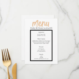 Minimalistische Personalisierte Hochzeitsnahrung Menükarte