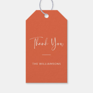 Minimalistische personalisierte lebendige orange D Geschenkanhänger