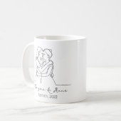Minimalistische Personalisierte lesbische Paarlini Kaffeetasse (Vorderseite Links)