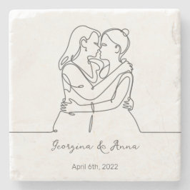 Minimalistische Personalisierte lesbische Paarlini Steinuntersetzer