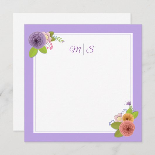 Minimalistische Personalisierte Monogramm-Floral-K Dankeskarte (Vorne/Hinten)