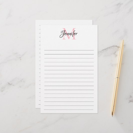 Minimalistische Personalisierte Monogrammstationer (Vorderseite/Rückseite Beispiel)