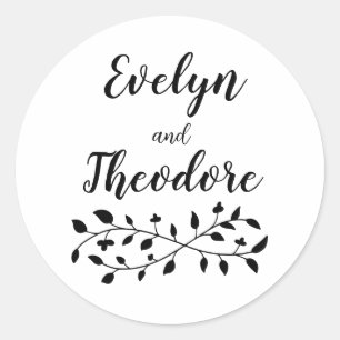 Minimalistische personalisierte Namens-Hochzeitsau Runder Aufkleber