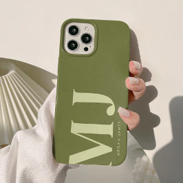 Minimalistische Personalisierte Olive Green Initia Case-Mate iPhone Hülle