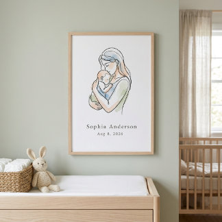 Minimalistische personalisierte Strichzeichnungen Poster