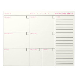 Minimalistische Personalisierte Wochenplaneragenda Notizblock