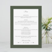 Minimalistische Pfeifensehen | Olive Green Menükarte (Stehend Vorderseite)