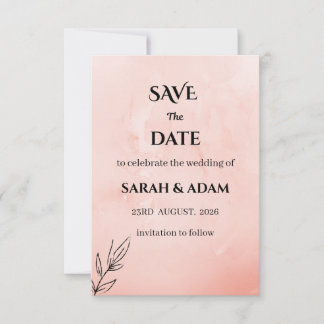 Minimalistische Pfirsich-Botanik-Hochzeitseinladun Save The Date