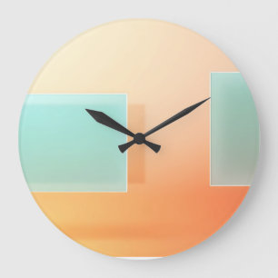 Minimalistische Pfirsich-Minze-Abstrakte Geometris Große Wanduhr