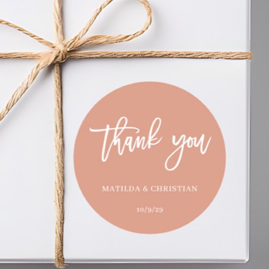 Minimalistische Pfirsichhochzeit Runder Aufkleber