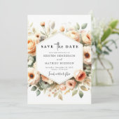 Minimalistische Pfirsichhochzeit Save The Date (Stehend Vorderseite)