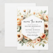 Minimalistische Pfirsichhochzeit Save The Date (Vorne/Hinten)