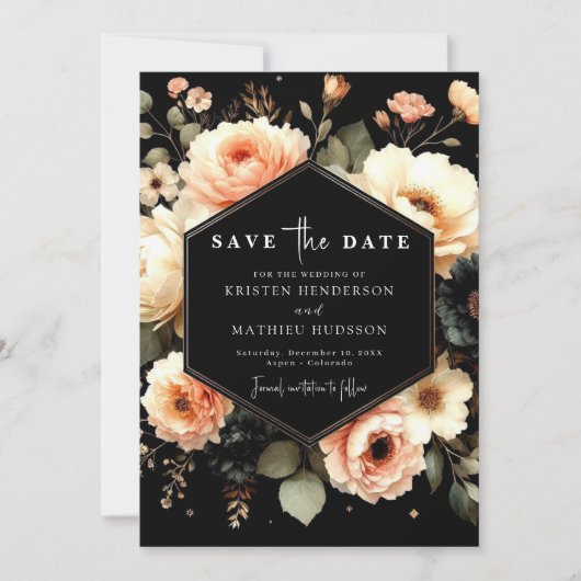 Minimalistische Pfirsichhochzeit Save The Date (Vorderseite)