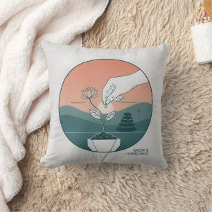 Minimalistische Pflanze "Grow & Harmonize" Yoga Kissen