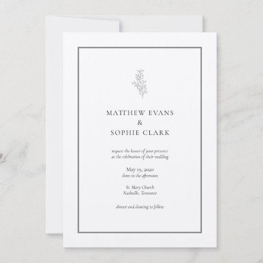 Minimalistische Pflanze Leaf Wedding Einladung (Vorderseite)