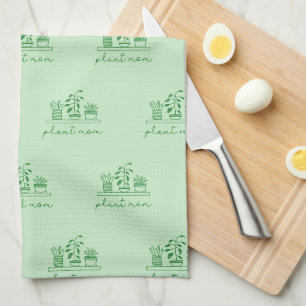 Minimalistische Pflanze Mama Niedliche Pflanze Lov Geschirrtuch