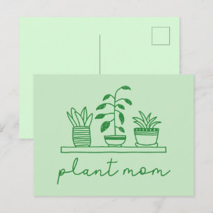 Minimalistische Pflanze Mama Niedliche Pflanze Lov Postkarte