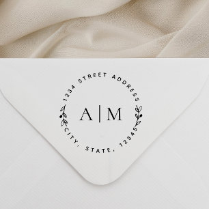 Minimalistische Pflanzen-Paar-Initialen Runde Adre Permastempel