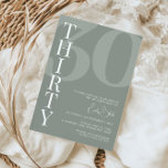 Minimalistische Phase 30. Geburtstagsfeier Party Einladung<br><div class="desc">Diese minimalistische Typografie aus dem 30. Jubiläum-Party Einladung ist perfekt für eine moderne Geburtstagsparty. Das schlichte Design ist mit klassischem weißem Schriftart auf schlankem Hintergrund gestaltet. Anpassbar in jeder Farbe. Behalt das Design minimal und elegant, wie es ist, oder personalisiere es durch Hinzufügen von eigenen Grafiken und Kunstwerken. Für eine...</div>