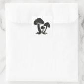 Minimalistische Pilze - Pinselstriche am Pinselstr Quadratischer Aufkleber (Tasche)