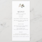 Minimalistische Pine Blätter & Pine Cones Winterho Menükarte (Vorderseite)