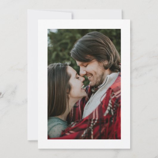 Minimalistische Pine Branch Winter Script Foto Hoc Save The Date (Rückseite)