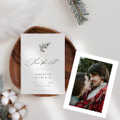 Minimalistische Pine Branch Winter Script Foto Hoc Save The Date