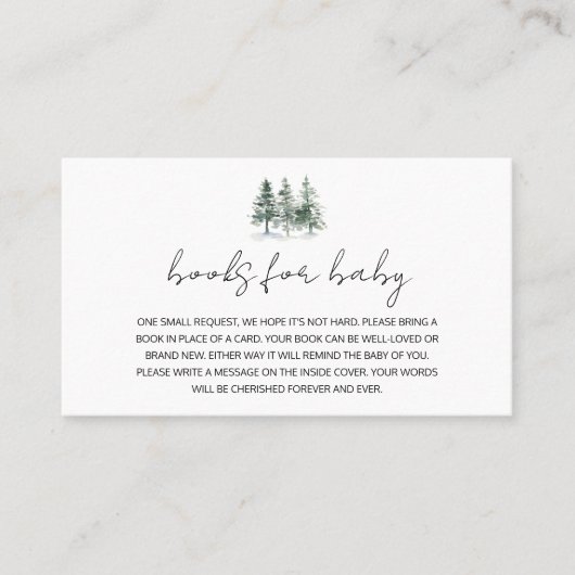 Minimalistische Pine Tree Babydusche Visitenkarte (Vorderseite)