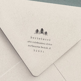 Minimalistische Pine Tree Weihnachtsfeier Rücksend Permastempel