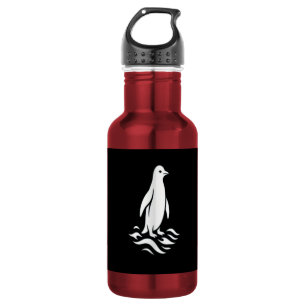 Minimalistische Pinguin-Linienkunst Winterwelle Mo Edelstahlflasche